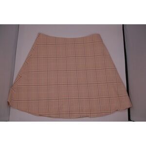 Princess Polly Checkered A Line Mini Skirt Peach Tan Women's Size 10